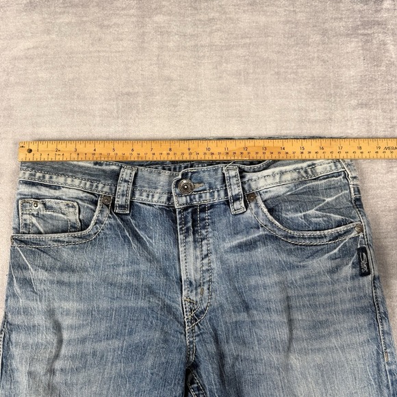 Silver Jeans Mens 34x32 Blue Denim Eddie Straight Y2K Faded Thick Stitch - Picture 11 of 16